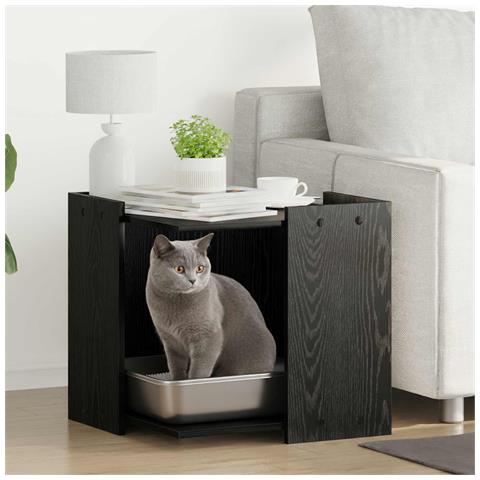 Rifugio per lettiera per gatti Rovere nero 53 x 53 x 51 cm - Foto 2