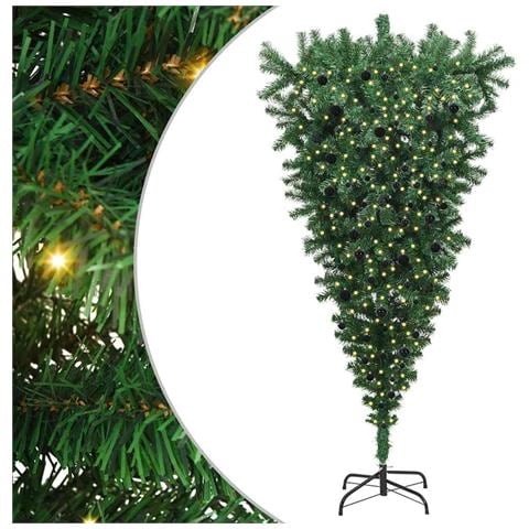 Albero di Natale artificiale preilluminato capovolto con set di palline - Foto 1