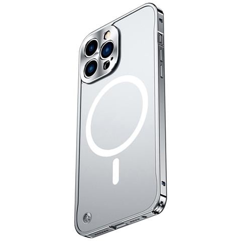 Elegante Custodia Argentata Con Cornice Magnetica E Fibbia A Cavalluccio Marino Compatibile Con Iphone 17 Pro - Foto 2