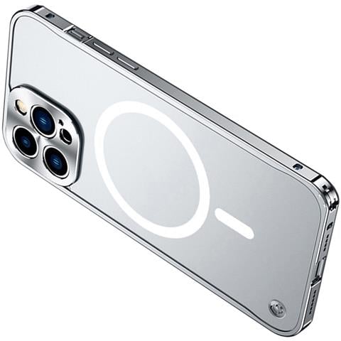 Elegante Custodia Argentata Con Cornice Magnetica E Fibbia A Cavalluccio Marino Compatibile Con Iphone 17 Pro - Foto 3