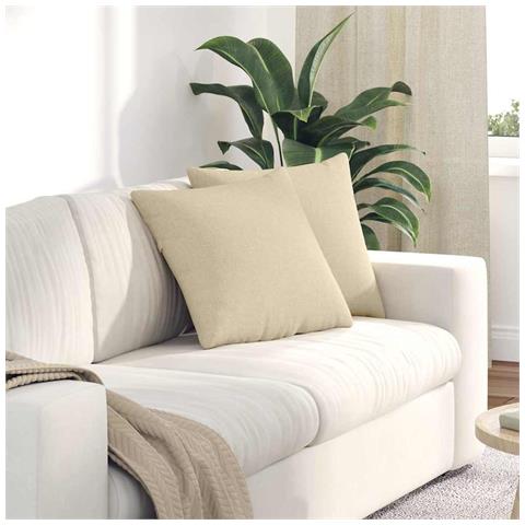 Cuscini da Divano 2 pcs Crema 45 x 45 cm Tessuto - Foto 2
