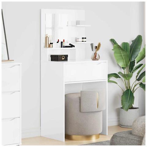 Tavoli da Trucco per Camera da Letto con cassetto Bianco Lucido - Foto 2