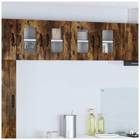 Pensile cucina con porta 2 pcs Rovere fumé 60 x 31 x 40 cm - Foto 2
