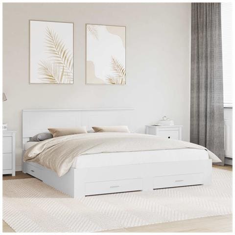 Struttura del letto Bianco 180 x 200 cm Legno multistrato - Foto 2