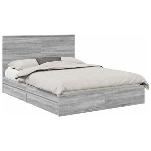 Letto con Contenitore con testiera Grigio Sonoma 150 x 200 cm - Foto 1