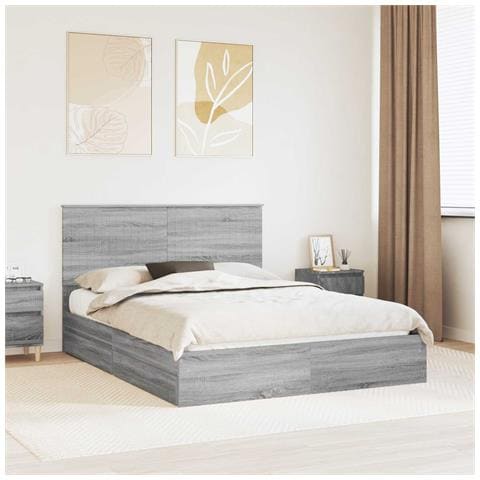 Letto con Contenitore con testiera Grigio Sonoma 150 x 200 cm - Foto 2