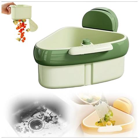 Filtro A Ventosa Triangolare Per Lavello - Cestello Angolare Con Filtro Rimovibile Per Cucina Green - Foto 1