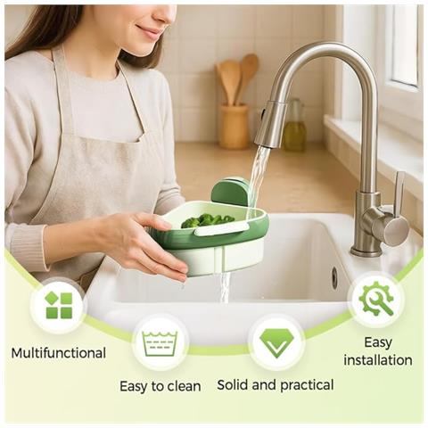 Filtro A Ventosa Triangolare Per Lavello - Cestello Angolare Con Filtro Rimovibile Per Cucina Green - Foto 6