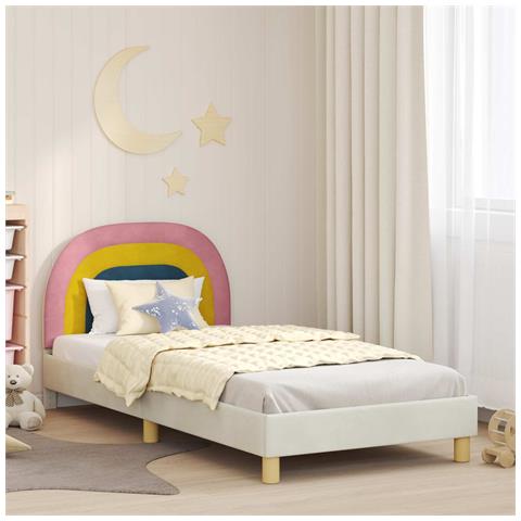 Struttura letto bambini con testata Crema 80 x 200 cm Velluto - Foto 2