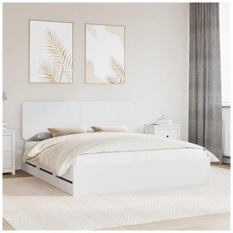 Struttura del letto Bianco 200 x 200 cm Legno Ingegnerizzato - Foto 2