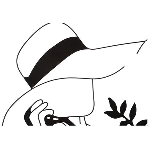 Pannello Da Parete Elegant B In Ferro Nero, Figura Femminile Con Cappello Fedora - Foto 2