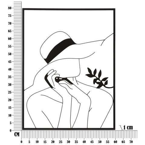 Pannello Da Parete Elegant B In Ferro Nero, Figura Femminile Con Cappello Fedora - Foto 6