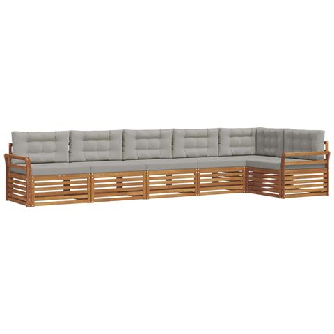 Set di divani da esterno 6 pcs Grigio Naturale e Chiaro - Foto 1