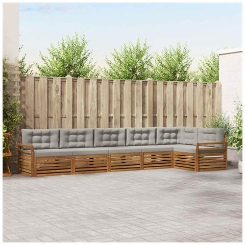 Set di divani da esterno 6 pcs Grigio Naturale e Chiaro - Foto 2