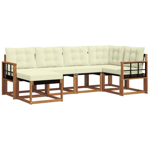 Set di divani da esterno con cuscino 6 pcs Naturale e Crema - Foto 1