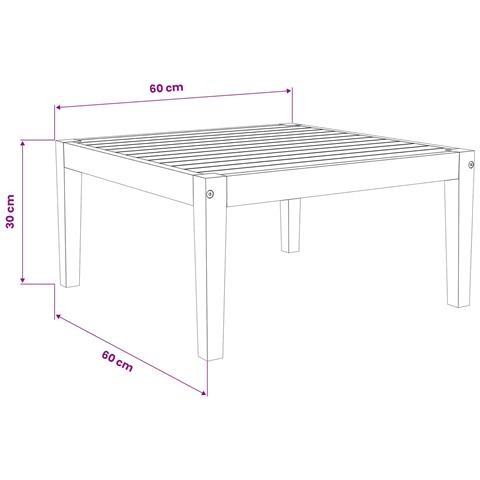 tavolo Legno di Acacia Massello Naturale 60 x 60 x 30 cm - Foto 6