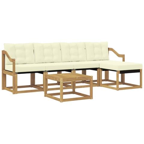 Set di divani da esterno con cuscino 6 pcs Bianco e Crema - Foto 1