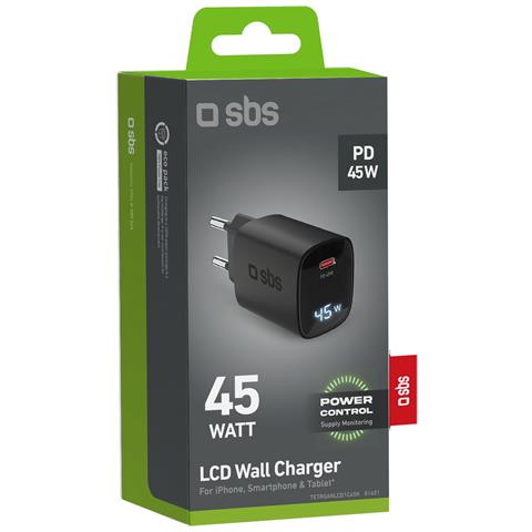 TETRGANLCD1C45K Caricabatterie per dispositivi mobili Universale Nero AC Ricarica rapida Interno - Foto 2