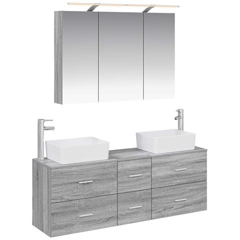 Set di mobili per il bagno 4 pcs Sonoma grigio - Foto 1