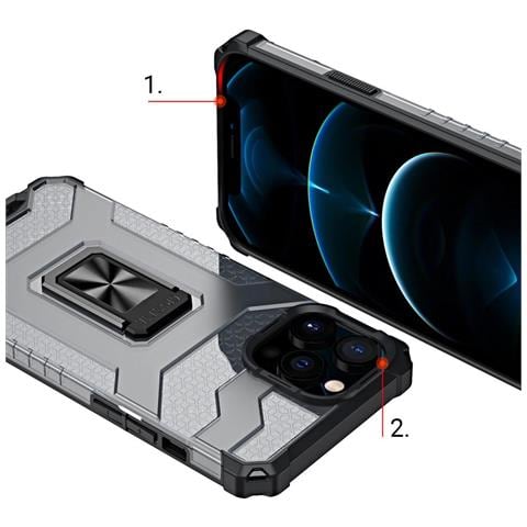 Custodia Crystal Ring Con Supporto, Resistente E Robusta, Per Iphone 12 Pro Max, Blu. - Foto 7