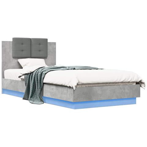 Struttura letto con testata Grigio Cemento Legno ingegnerizzato - Foto 1