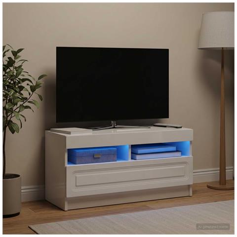 Mobile TV LED Bianco Lucido Legno ingegnerizzato - Foto 2