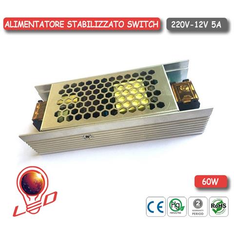 Alimentatore Slim Trasformatore 5a 60w 12v Interno 1 Uscita Strisce Led Vt-20062 3246 - Foto 3
