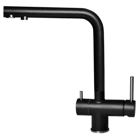 Miscelatore Filtrante Monocomando con canna girevole Tourmaline 22x32 cm Keratek Plus Black Nero Assoluto 86 - Foto 2