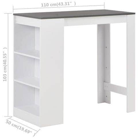 Tavolo da Bar con Ripiano Bianco 110x50x103 cm - Foto 2