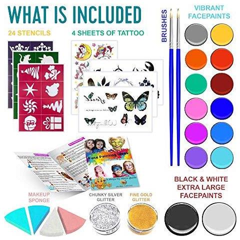 Viso Vernici Per Bambini Halloween Make Up Set Per Ragazzi Ragazze Toy Body Painting - Regalo Di Natale Tavolozza Kit Che Comprende Glitter Stencil Tattoo Per Bambini - Regalo Unico - Foto 2