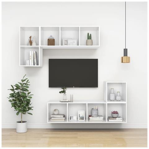 Mobile TV da Parete Bianco 37x37x107 cm in Legno Multistrato - Foto 9
