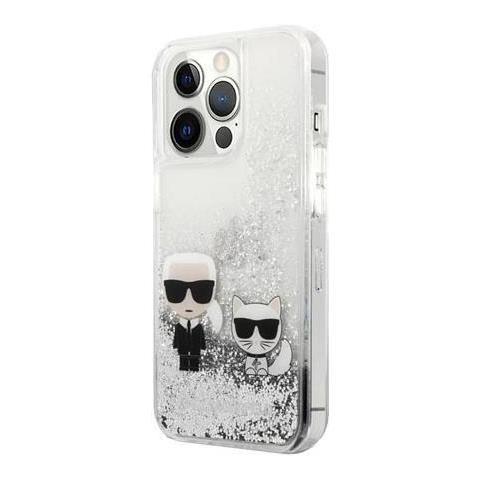 Karl And Choupette Head Liquid Glitter Casefor Iphone 13 Pro Silver, Klhcp13lgkcs (klhcp13lgkcs) - Foto 1