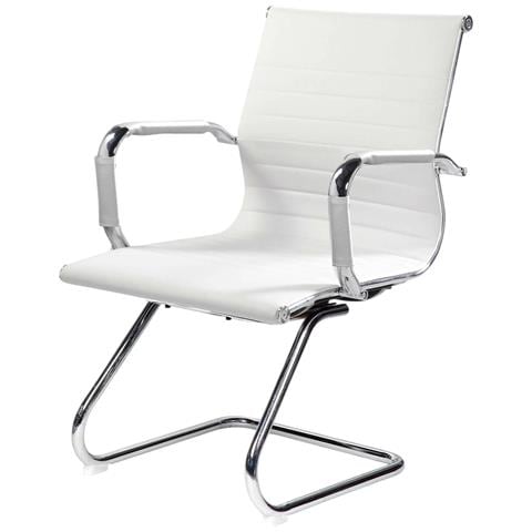 Sedia Artena, Sedute Sala Da Attesa Con Braccioli Per Ufficio, Seduta Ergonomica Da Attesa, 62x54h89 Cm, Bianco - Foto 4