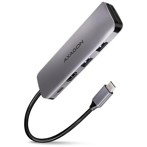 HMC-5 replicatore di porte e docking station per laptop Cablato USB 3.2 Gen 1 (3.1 Gen 1) Type-C Grigio - Foto 1