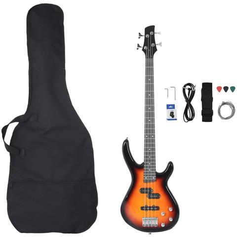 Basso Elettrico Principianti Con Custodia Marrone Nero 4/4 46"" - Foto 2