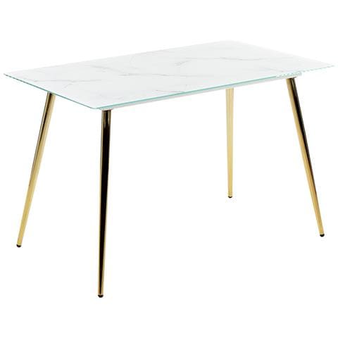 Tavolo Da Pranzo Mulga Marmo Bianco 120 Cm 70 Cm Vetro Temperato - Foto 2