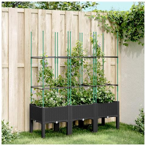 Fioriera Da Giardino Con Traliccio Nera 120x40x142,5 Cm In Pp - Foto 1