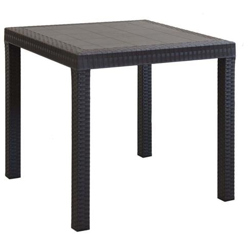 Tavolo Quadrato 80x80 Cm Da Esterno Giardino In Wicker Stampato Con Gambe Regolabili E Foro Centrale Per Ombrellone Nasa - Foto 1