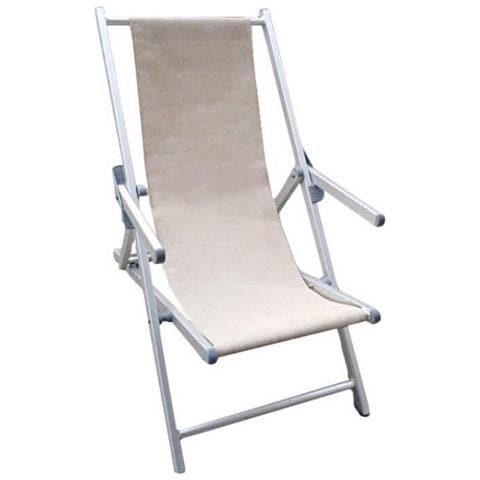 Sedia Sdraio Da Spiaggia Lido In Alluminio E Textilene Con Braccioli Regolabile In 3 Posizioni Ketch - Beige - Foto 1