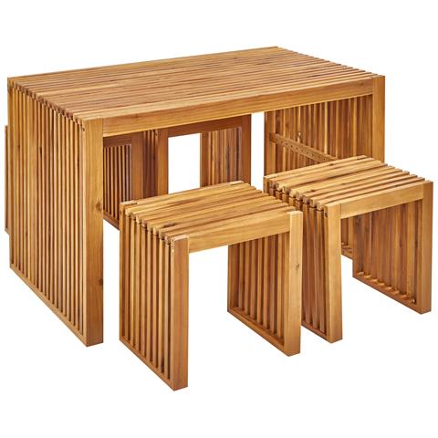 Set Da Giardino Con 1 Tavolo E 4 Sgabelli Legno Di Acacia Chiaro Bellano - Foto 2