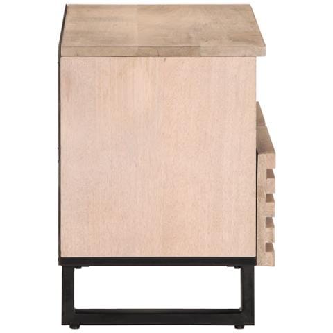 Mobile Porta Tv Bianco 70x34x46 Cm In Legno Massello Di Mango - Foto 3