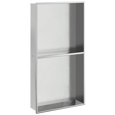 Nicchia Per Doccia Argento Spazzolato 32x62x9cm In Acciaio Inox - Foto 2