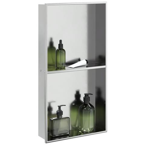 Nicchia Per Doccia Argento Spazzolato 32x62x9cm In Acciaio Inox - Foto 1
