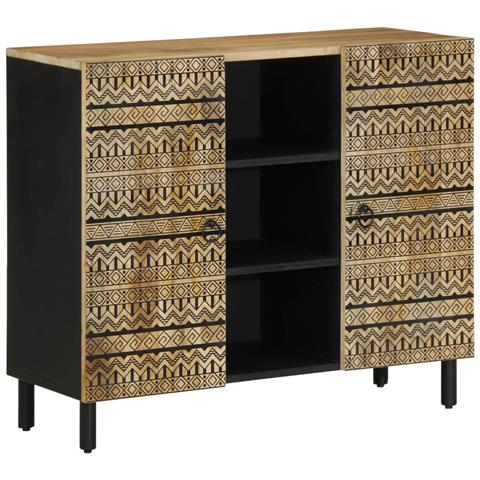 Credenza 90x33,5x75 Cm In Legno Massello Di Mango Grezzo - Foto 1