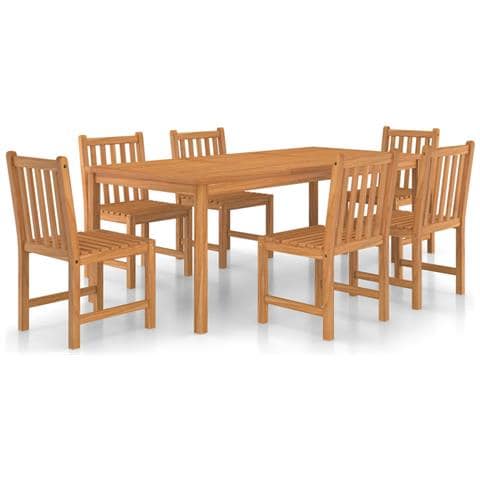 Set da Pranzo per Esterni 7 pz in Legno Massello di Teak - Foto 1