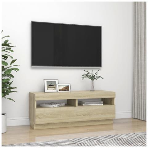 Mobile Porta TV con Luci LED Rovere Sonoma 100x35x40 cm - Foto 2