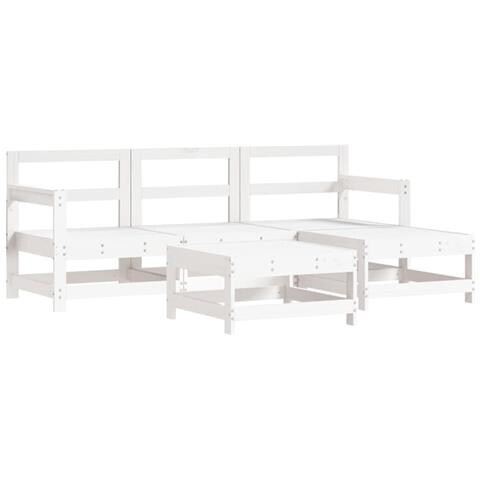 Set Salotto Da Giardino 5 Pz Bianco In Legno Massello Di Pino - Foto 2