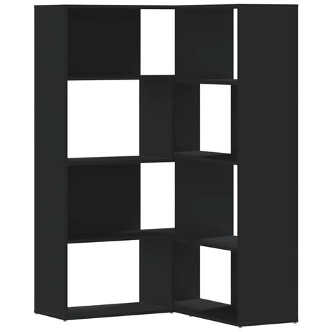 Libreria Angolare 4ripiani Nera 85x85x140 Cm Legno Multistrato - Foto 2