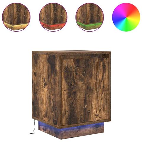 Comodino Con Luci Led Rovere Fumo 38x34x50 Cm - Foto 2