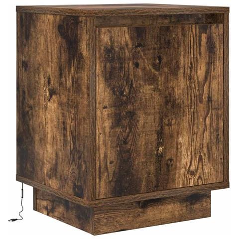 Comodino Con Luci Led Rovere Fumo 38x34x50 Cm - Foto 3